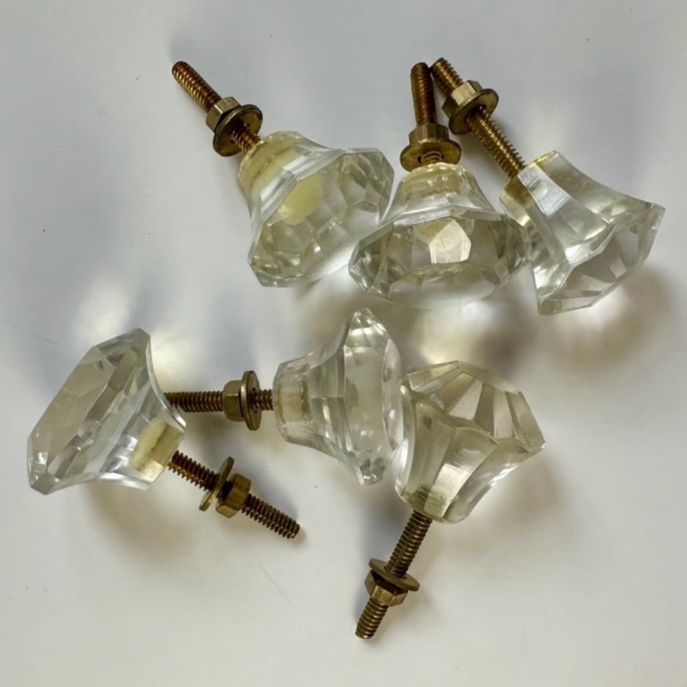 Anthropologie Crystal Glass Brass Knobs (Set of 12)